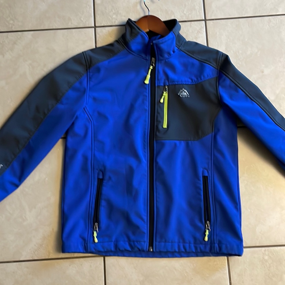 Youth Snozu fall jacket, size Large 14-16, color blue and grey.